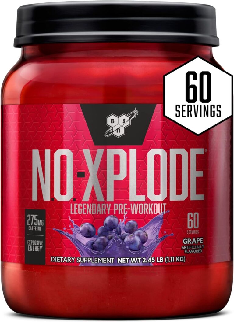 BSN N.O.-XPLODE Pre Workout Powder, Energy Supplement for Men and Women with Creatine and Beta-Alanine, Grape, 60 Servings, 2.45 Pound (Packaging May Vary)