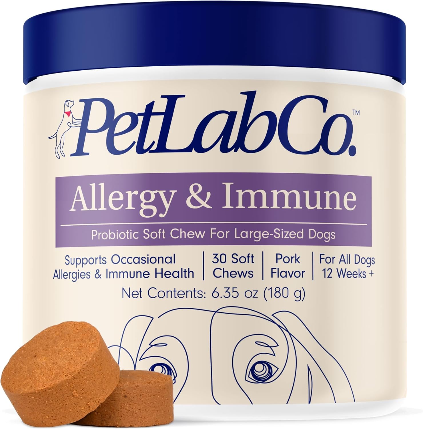 PetLab Co. Allergy & Immune Daily Probiotics for Dogs. Supports Yeast Production, Seasonal Allergies, Intermittent Itchiness, Gut & Digestive Health for Large Dogs - 30 Chews - Packaging May Vary PetLab Co. Allergy & Immune Daily Probiotics for Dogs. Supports Yeast Production, Seasonal Allergies, Intermittent Itchiness, Gut & Digestive Health for Large Dogs - 30 Chews - Packaging May Vary