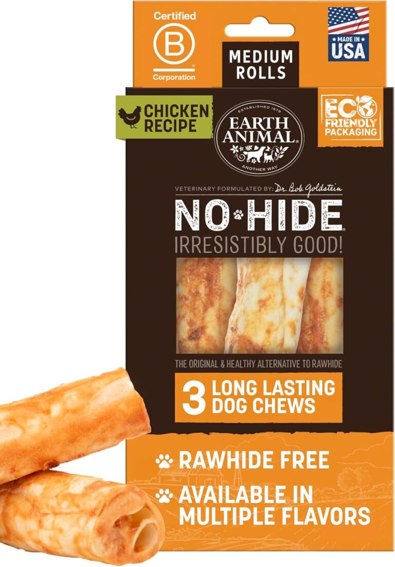 Earth Animal No Hide Chews - Long Lasting Rawhide Free Medium Dog Chews Rolls, Chicken - 3 Count Value Pack