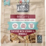 Howl's Kitchen Biscuits, 12 oz Bag, 1 Count, Beef, Chicken and Peanut Butter Mix, Rawhide Free, All Natural Chewy Dog Treats, for All Breed Sizes