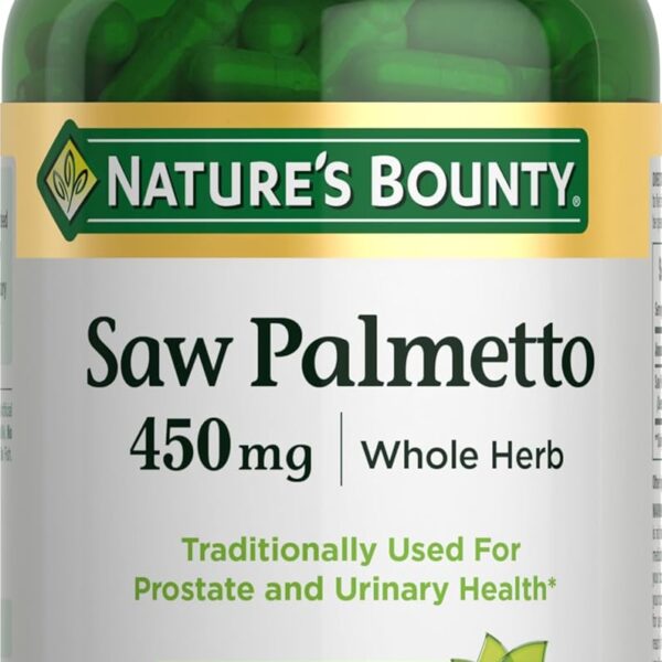 Nature's Bounty Saw Palmetto Support for Prostate and Urinary Health, Herbal Health Supplement, 450mg, 250 Capsules