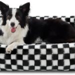 JOEJOY Dog Bed Medium Size Dog, Rectangle Washable Orthopedic Corduroy Fleece Pet Bed with Removable Zipper Cover, Cute Soft Calming Puppy Bed with Non Skid Bottom