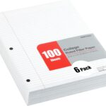 Mintra Office Filler Paper (College Ruled, 600 Sheets (6pks of 100)) - for 3-Ring Binder, Notepaper, Loose leaf filler paper, punched, bulk pack