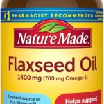 Nature Made Extra Strength Flaxseed Oil 1400 mg, Fish Free Omega 3 Supplement, Dietary Supplement for Heart Health Support, 100 Softgels, 100 Day Supply