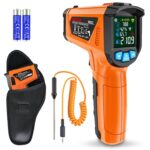 MESTEK Infrared Thermometer Gun, Non Contact Digital Laser Thermometer Temperature Gun with Color LCD for Cooking, Home Repairs, Humidity Measurement, Adjustable Emissivity -58F to 1472F(-50~800C)