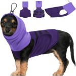 SAWMONG Dog Anxiety Vest, Breathable Calming Shirt Adjustable Chest & Hood for Dogs, Soft Pet Stress Relief Calming Coat Wraps Ears for Noise, Thunderstorms, Fireworks and Separation(Purple, Medium)