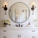 DUMOS Black Circle Mirror for Wall 30.02 inch, Bathroom Round Mirror for Over Sink, Bathroom, Entryway, Bedroom, Vanity