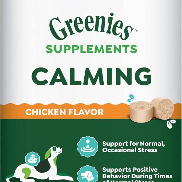 Greenies Supplements Calming Chews for Dogs Chicken Flavor, Dog Calming Chews, 14.7 oz. Container of 80 Count