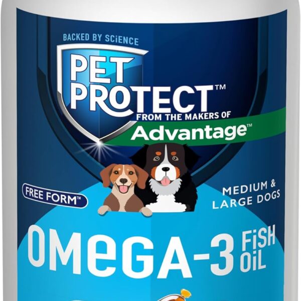 Pet Protect M/L Dog Omega-3 Supplement, Proprietary Free Form Blend, Supports a Normal Inflammatory Response, Snip-Tip Capsules (60 Count)