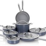 Ninja Ceramic Pro 14-Piece Cookware Set, Non-Stick Pots & Pans Set with Glass Lids, Nontoxic, PTFE Free, Ceramic Coated, Oven Safe, All Stovetops & Induction Compatible, Midnight Blue, CW39014MM