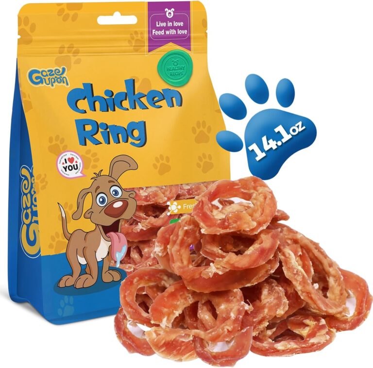 gazeupon Dog Treats Chicken Jerky Rings, Natural Chicken Breast, Healthy Training Rewards for Dogs w/Glucosamine Chondroitin