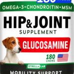Glucosamine for Dogs w/Chondroitin - Hip & Joint Supplement for Dogs w/Omega-3 Fish Oil - Chondroitin MSM - Advanced Mobility Chews - Joint Pain Relief - Hip & Joint Care - Made in USA (180Ct)
