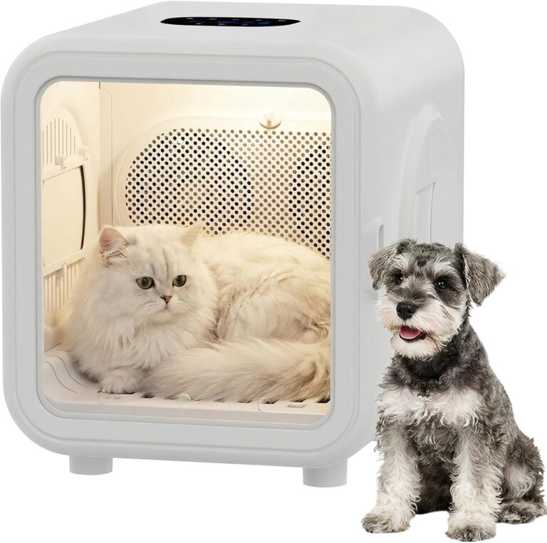 75L Automatic Pet Dryer Box with Dual Motor Fan, Hands-Free Dryer for Cats & Dogs, 360 Drying, 5 Modes, Adjustable Temperature, 3 Wind Speeds, Timer, Pet Windows & Overheat Protection