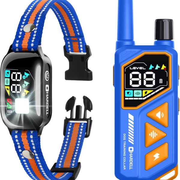 2-in-1 Dog Shock Collar and Bark Collar with Remote Control, Dog Training Collar Remote 3300FT, IPX7 Waterproof, Dog Shock Collar for Large Medium Small Size Dog, Dog Bark Collar with Flashing Light