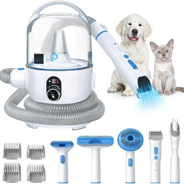 CuisinAid Pet Grooming Vacuum Kit, Low Noise Dog Grooming Vacuum for Shedding with 2L Large Capacity Hair Storage, Dog Vacuum with 5 Professional Tools for Shedding Grooming Dog Cat Pet Hair - Blue