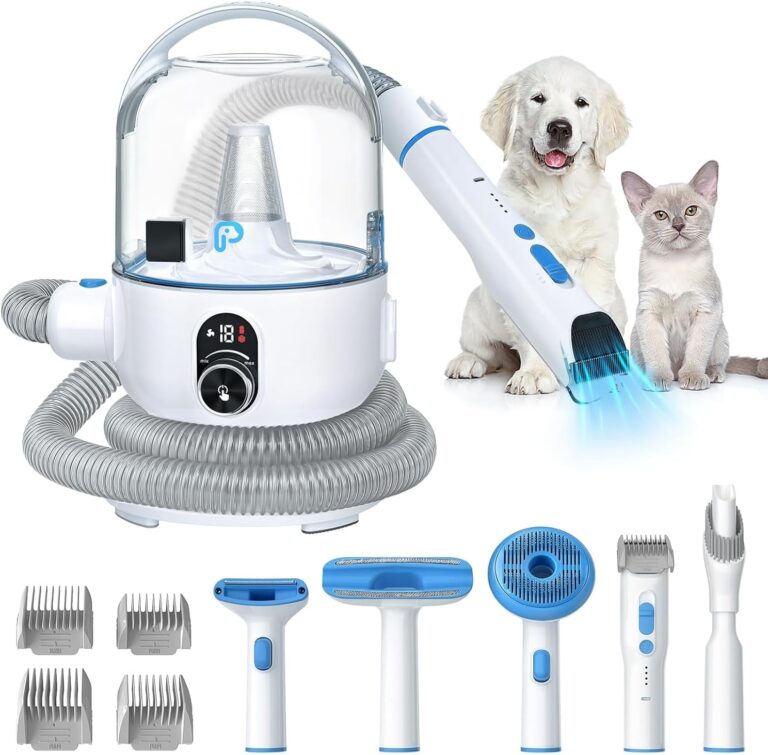 CuisinAid Pet Grooming Vacuum Kit, Low Noise Dog Grooming Vacuum for Shedding with 2L Large Capacity Hair Storage, Dog Vacuum with 5 Professional Tools for Shedding Grooming Dog Cat Pet Hair - Blue
