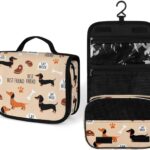 PUYWTIY Toiletry Bag with Hanging Hook, Wiener Dog Dachshund Pet Dogs Makeup Cosmetic Bag Waterproof Bathroom Bag, Travel Organizer Storage Case for Women