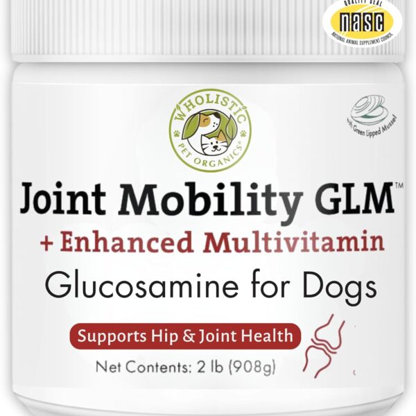Wholistic Pet Organics - Hip and Joint Supplement for Dogs & Cats - Cat & Dog Joint Supplement - Green Lipped Mussels, Glucosamine, Chondroitin for Dogs & Cat Mobility Support - 2 Lb - 90 Scoops