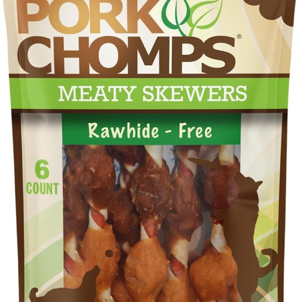 Pork Chomps Premium 6CT Meaty Skewers, Brown , 3.98 Ounce (Pack of 1)