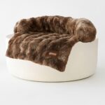 Pelsbarn Dog Bed for Couch, Luxurious Sofa Bed for Dogs with Non-Slip Oxford Bottom - Faux Rabbit Fur with Removable Cover, Small, Latte Swirl Color - 28x28 in