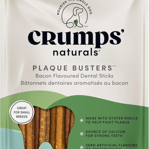 Crumps' Naturals Pbb- Bacon Dental Dog Treats (18 Pack), 4.5"