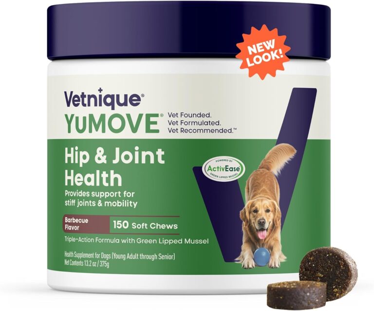 Yumove Dog Joint Supplement, Hip and Joint Supplement for Dogs with Glucosamine Chondroitin, Hyaluronic Acid, Green Lipped Mussel and Omega 3, Dog Hip and Joint Aches and Stiffness (150 Tasty Bites)