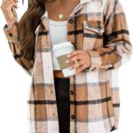 AUTOMET Shackets for Women Plaid Flannel Shirts Fall Winter Jackets Cute Tops Trendy Western Cowgirl Outfits Teen Girls Coats