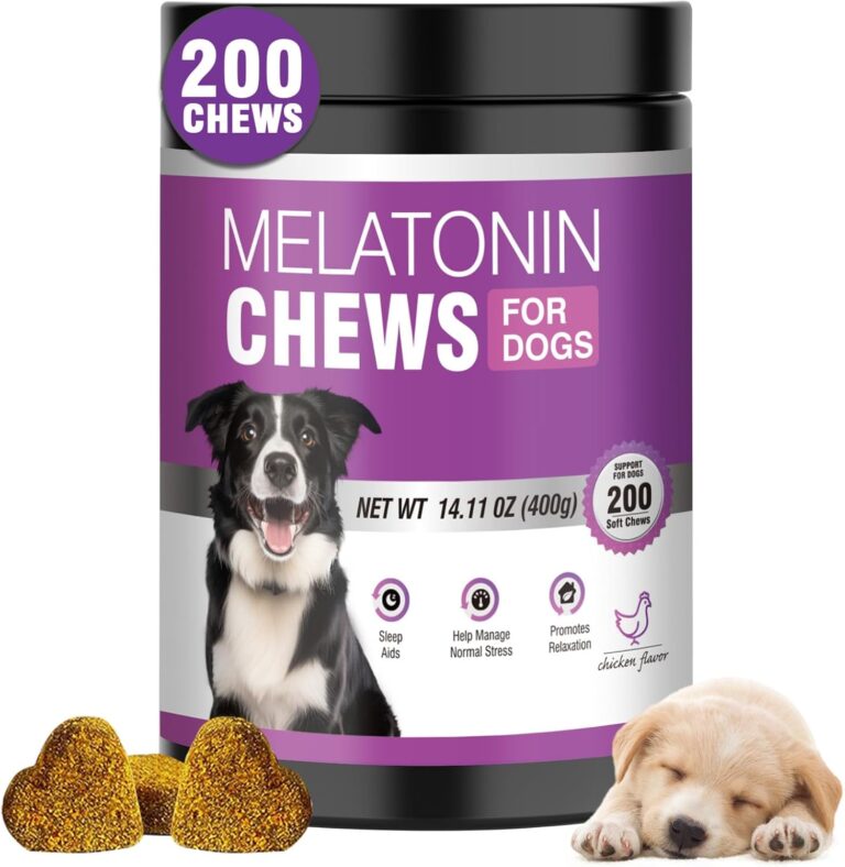 Calming Melatonin for Dogs, 200 Pet Chews Calming Treats for Sleep Aid Sleeping Pills Puppy Melatonin Bites Support Stress, Anxiety Relief, Separation for Small and Large Dogs(Chicken Flavor)