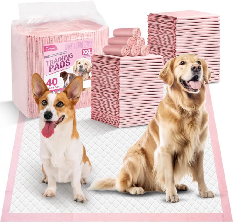 Joyeux Extra Large Puppy Pads, Super Absorbent, Ultra Leak-Proof, Quick Dry - 31.5" x 35.4" Pee Pads for Dogs - Dog Pads for Potty Training, 40 Count, Unscented, Pink, XXL