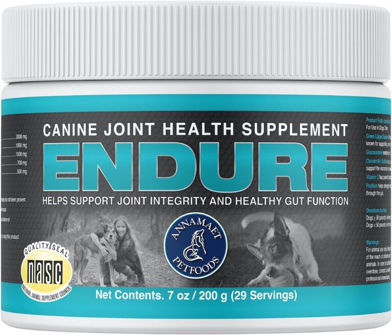 Annamaet Endure  Hip & Joint Powder Supplement for Dogs  with Glucosamine, Chondroitin and Green Lipped Mussel for Joint Support and Psyllium for Gut Health - 200 g
