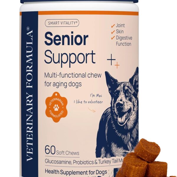 Veterinary Formula Smart Vitality Senior Support Dog Supplements 60ct  Senior Dog Vitamins to Help Promote Mobility, Hip & Joint, Immune Health  Dog Multivitamin with Glucosamine and Chondroitin