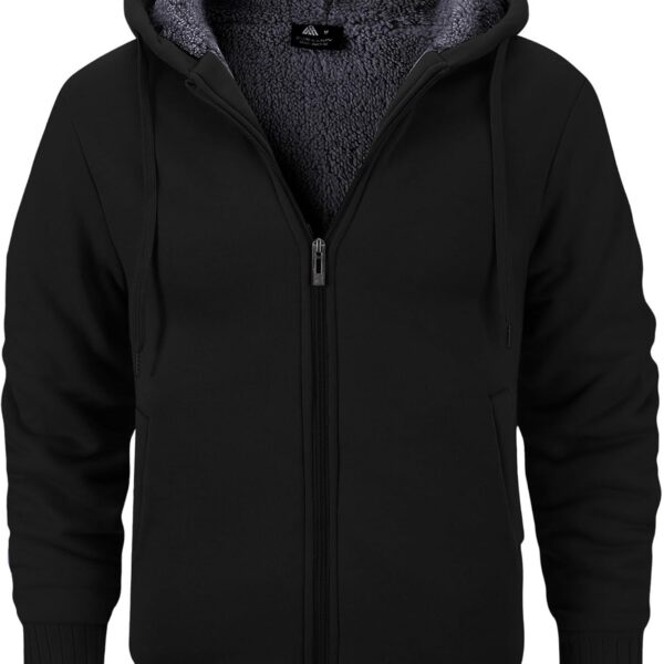 GEEK LIGHTING Mens Fleece-Lined Zip Up Hoodie, Thick Hooded Jacket Winter Warm Athletic Sweatshirt