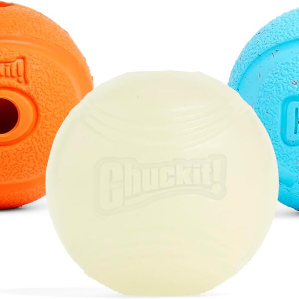 Chuckit Gen 1 Fetch Pack Dog Balls - Interactive Dog Toys, High-Bounce Fetch Ball, Floating Ultra and Rugged Balls, Durable - Size Medium, 2.5-inch Diameter, Set of 3