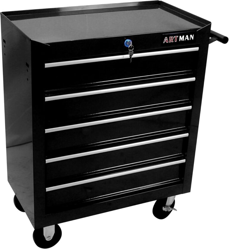 nifoti 5-Drawer Tool Cart on Wheels, Rolling Tool Chest Storage, Trolley Organizer for Garage, Warehouse, Workshop, Repair Shop (5 Large Drawers-29.3"H-Black)