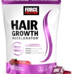 Force Factor Hair Growth Accelerator Soft Chews, Hair Growth Vitamins for Women and Men with Clinically Studied Lustriva and Biotin, Promotes Thicker, Fuller, Stronger Hair, Mixed Berry, 60 Soft Chews