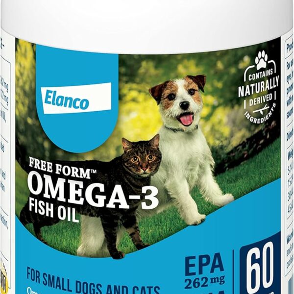 Free Form Snip Tips Omega-3 Fish Oil Liquid Supplement for Small Dogs and Cats, 60 Count