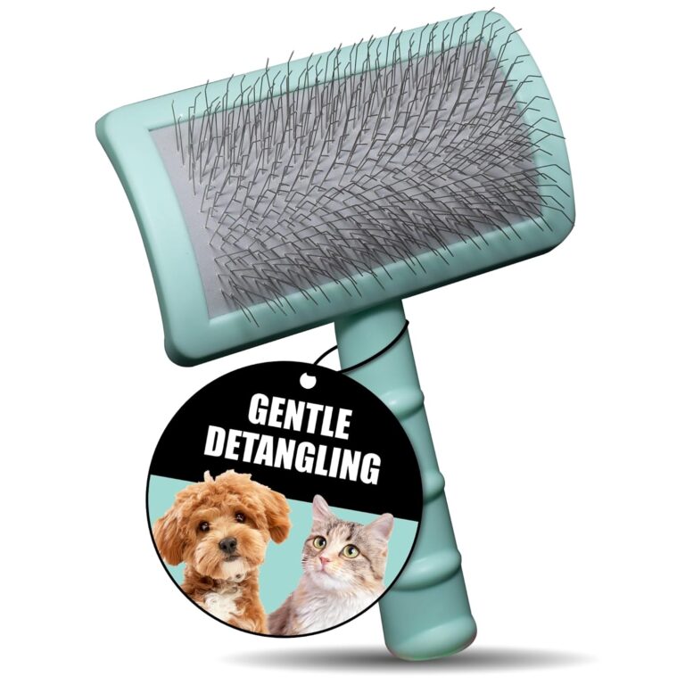Tauro Pro Line Slicker Dog Brush for Shedding - Detangler for Long & Wavy Hair - Dematting Pet Slicker Brush for Dogs & Cat, Doodle Grooming, Non-Slip Grip, Soft Pin (Size S - Mint)