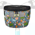 Remobia Hicol Kids Bike Basket,Durable Front Frame Bicycle & Scooter Basket Bag,Waterproof Fabric Bicycle Handlebar Bag for Boys, Girls, Toddlers with Zipper Mesh Lip (Graffiti)