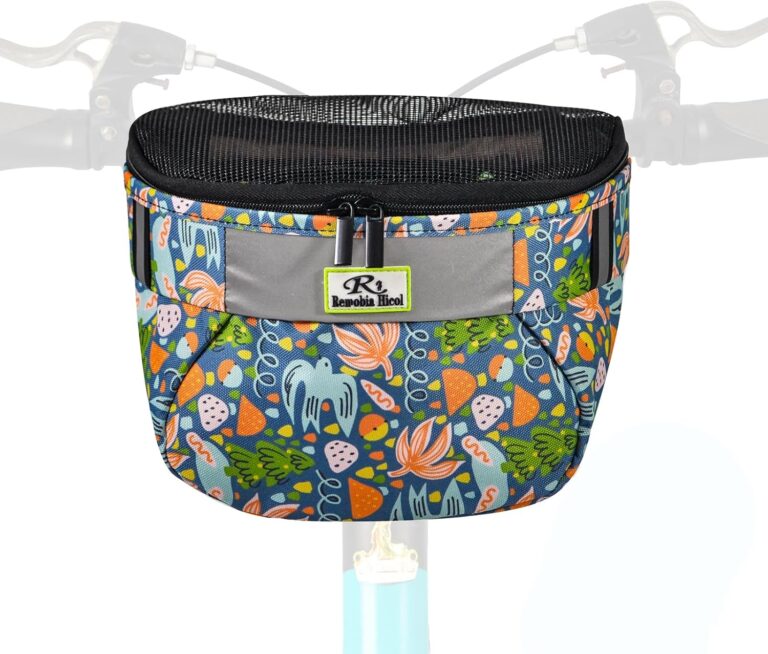 Remobia Hicol Kids Bike Basket,Durable Front Frame Bicycle & Scooter Basket Bag,Waterproof Fabric Bicycle Handlebar Bag for Boys, Girls, Toddlers with Zipper Mesh Lip (Graffiti)