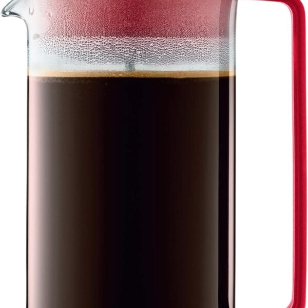 Bodum 34oz Brazil French Press Coffee Maker, High-Heat Borosilicate Glass, Red - Made in Portugal