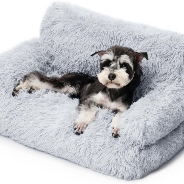 Mewoo Dog Couch, Small Dog Bed with Removable Washable Cover, Cute Cat Couch for Pets, Cat Beds for Indoor Cats with Anti-Slip Bottom (Grey)