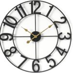 Sorbus Large Wall Clock for Living Room Decor - Wall Clock for Kitchen - 24 inch Big Wall Clock Decorative - Metal Wall Art - Analog Large Clock for Bedroom, Home, Kitchen, Office, Wall Decor (Black)