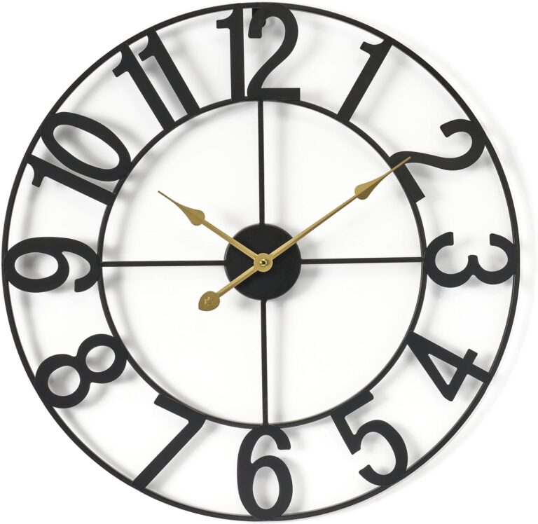 Sorbus Large Wall Clock for Living Room Decor - Wall Clock for Kitchen - 24 inch Big Wall Clock Decorative - Metal Wall Art - Analog Large Clock for Bedroom, Home, Kitchen, Office, Wall Decor (Black)