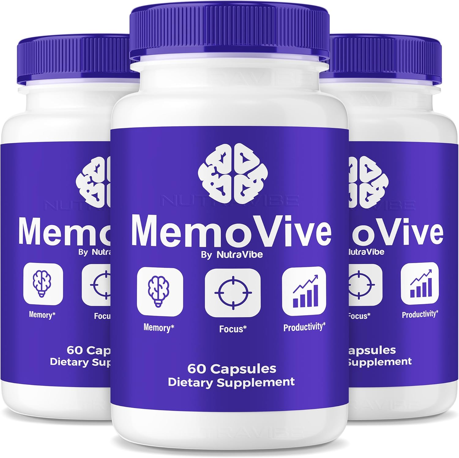 (3 Pack) MemoVive Memo Vive Brain and Memory Support with Natural Ingredients | Memory & Concentration Formula for Focus, Clarity, Alertness & Performance | Easy-to-Take Pills (180 Capsules) (3 Pack) MemoVive Memo Vive Brain and Memory Support with Natural Ingredients | Memory & Concentration Formula for Focus, Clarity, Alertness & Performance | Easy-to-Take Pills (180 Capsules)