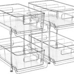 HIHEGD 2-Tier Bathroom Organizer with Dividers, Clear Under Sink and Pull-Out Cabinet Organizer for Kitchen and Pantry Storage