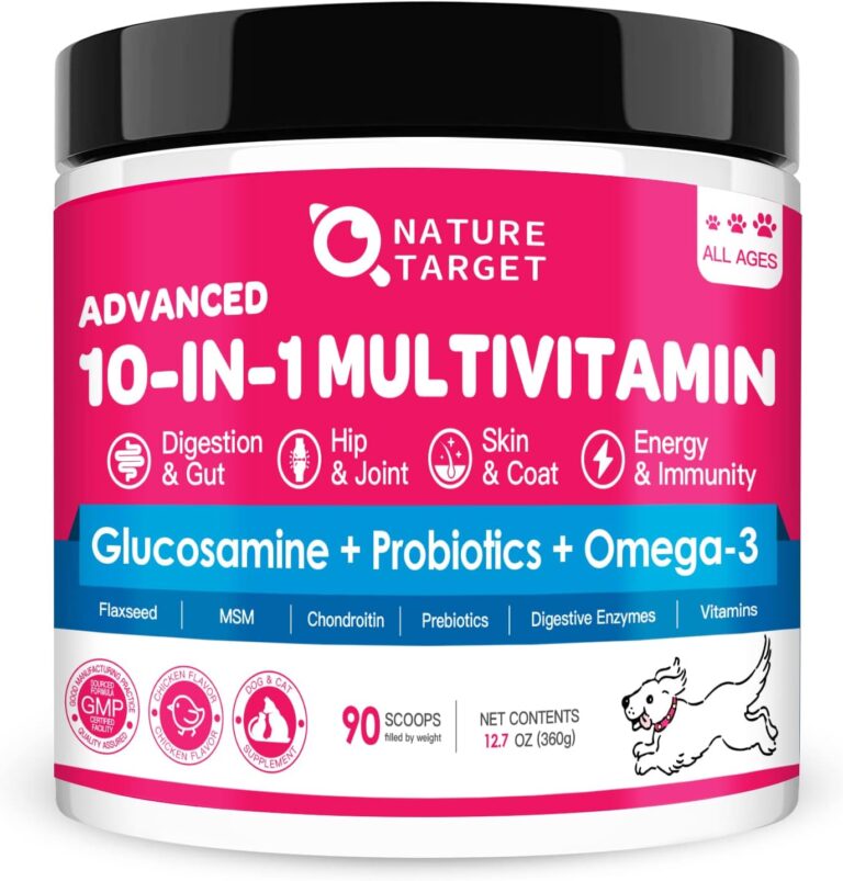 NATURE TARGET Dog Vitamins Powder, Probiotics & Digestive Enzymes for Gut Health, Glucosamine & Chondroitin & Omega 3, Complete Supplement for Homemade Dog Food, Joint & Skin & Immune Support
