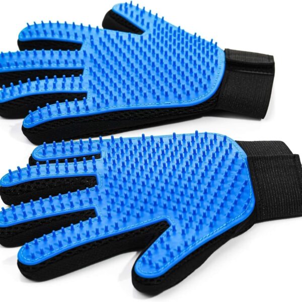 NVNAN Pet Hair Removal Glove for Dogs & Cats, 2-in-1 Deshedding Brush & Massage Mitt - Grooming Gloves for Shedding Control, Bathing and Washing, Safe for Short/Long Hair Pets 2-Pack (Blue)
