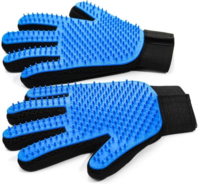 NVNAN Pet Hair Removal Glove for Dogs & Cats, 2-in-1 Deshedding Brush & Massage Mitt - Grooming Gloves for Shedding Control, Bathing and Washing, Safe for Short/Long Hair Pets 2-Pack (Blue)