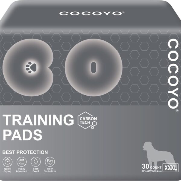 COCOYO Dog Training Pads Giant SizeCarbon Absorb Eliminating Urine Odor Puppy Pads  Premium Charcoal Dog Pee Pads (30 Count, XXXL 30x45 inch)
