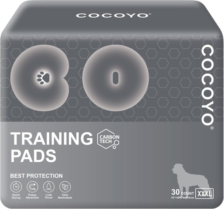 COCOYO Dog Training Pads Giant SizeCarbon Absorb Eliminating Urine Odor Puppy Pads  Premium Charcoal Dog Pee Pads (30 Count, XXXL 30x45 inch)
